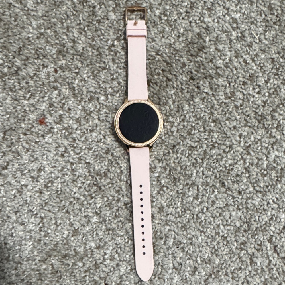 Galaxy Smartwatch with Gold Bezel and Pink Strap